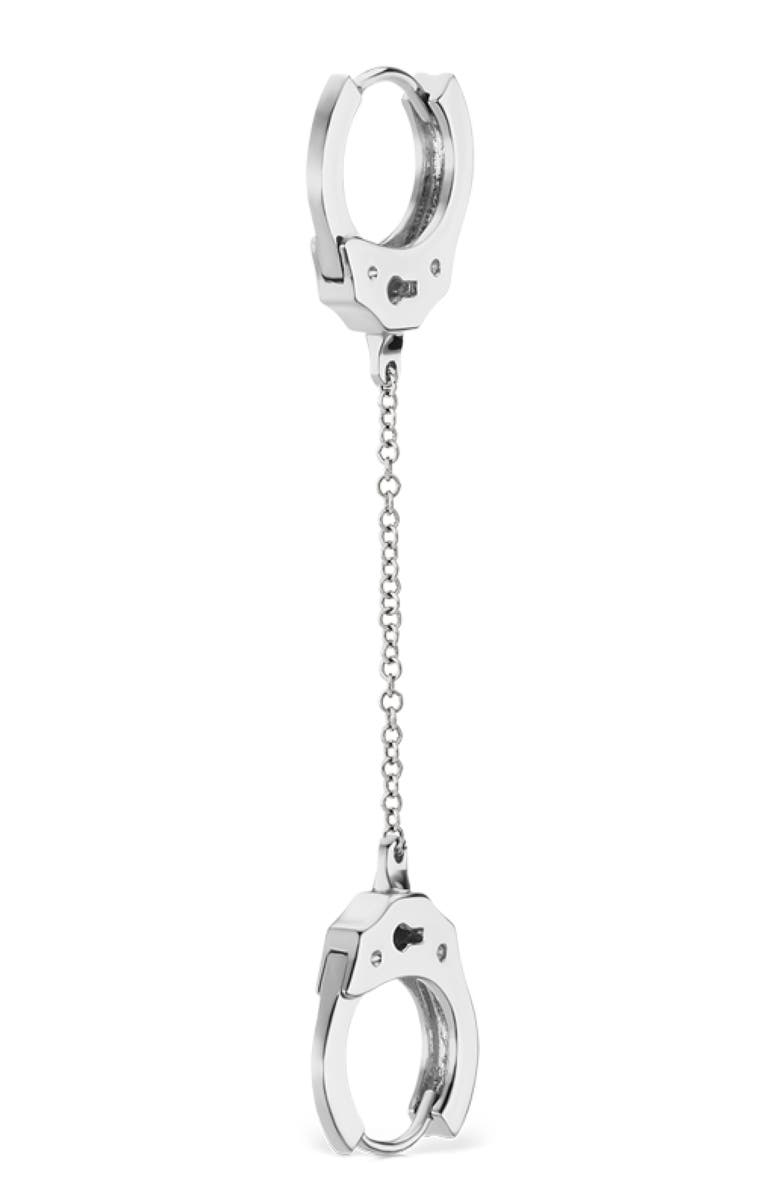 MARIA TASH Handcuff Chain Multi Piercing Hoop Earring, Alternate, color, White Gold