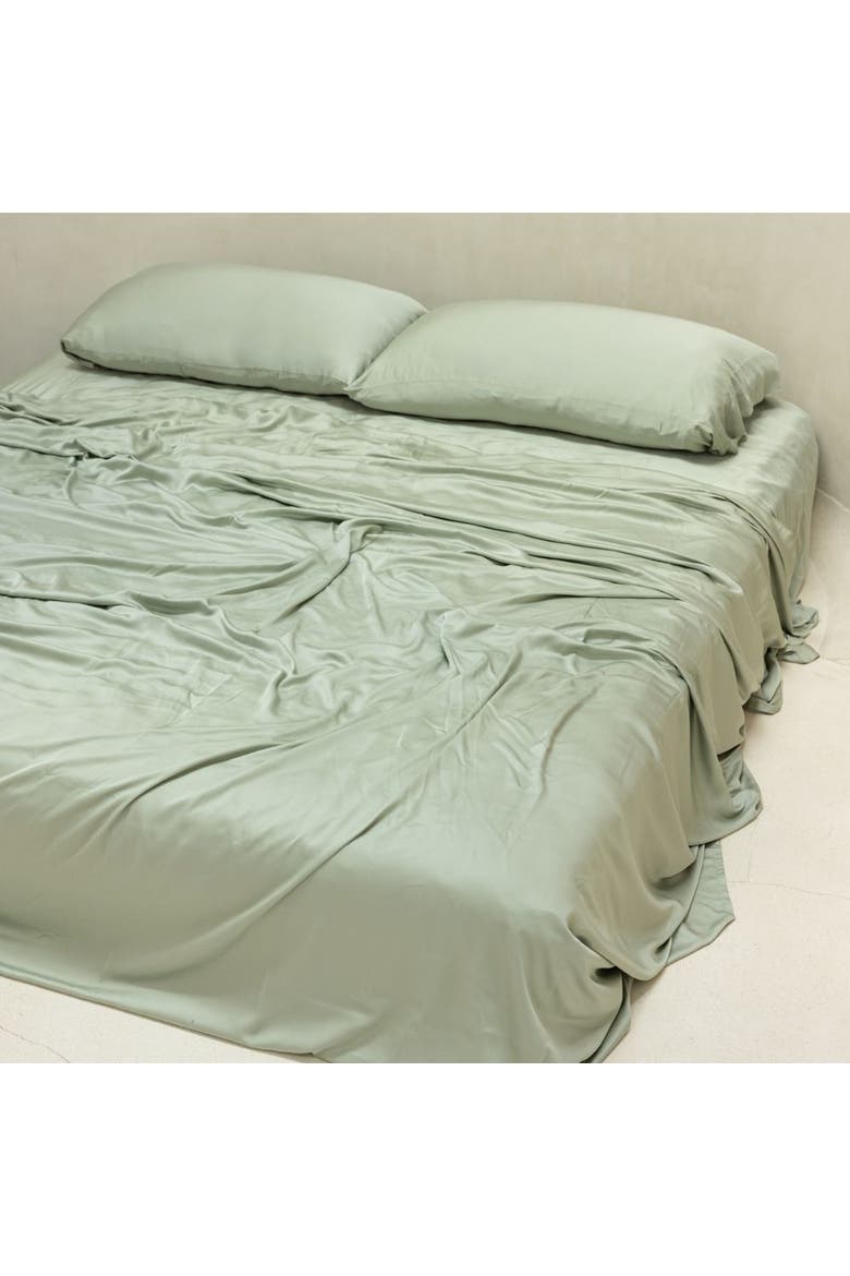 Organic Natural Sateen Duvet Cover Set, Alternate, color, Sage