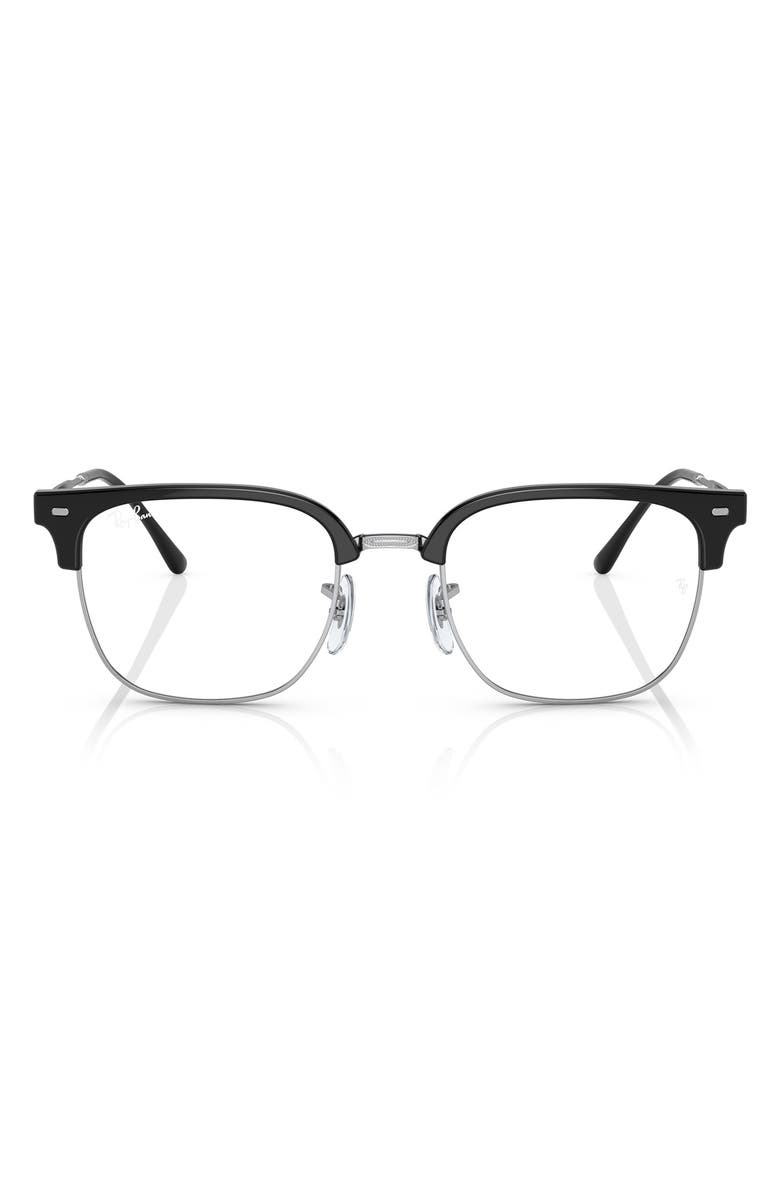 Ray-Ban New Clubmaster 51mm Square Optical Glasses, Main, color, Black Silver