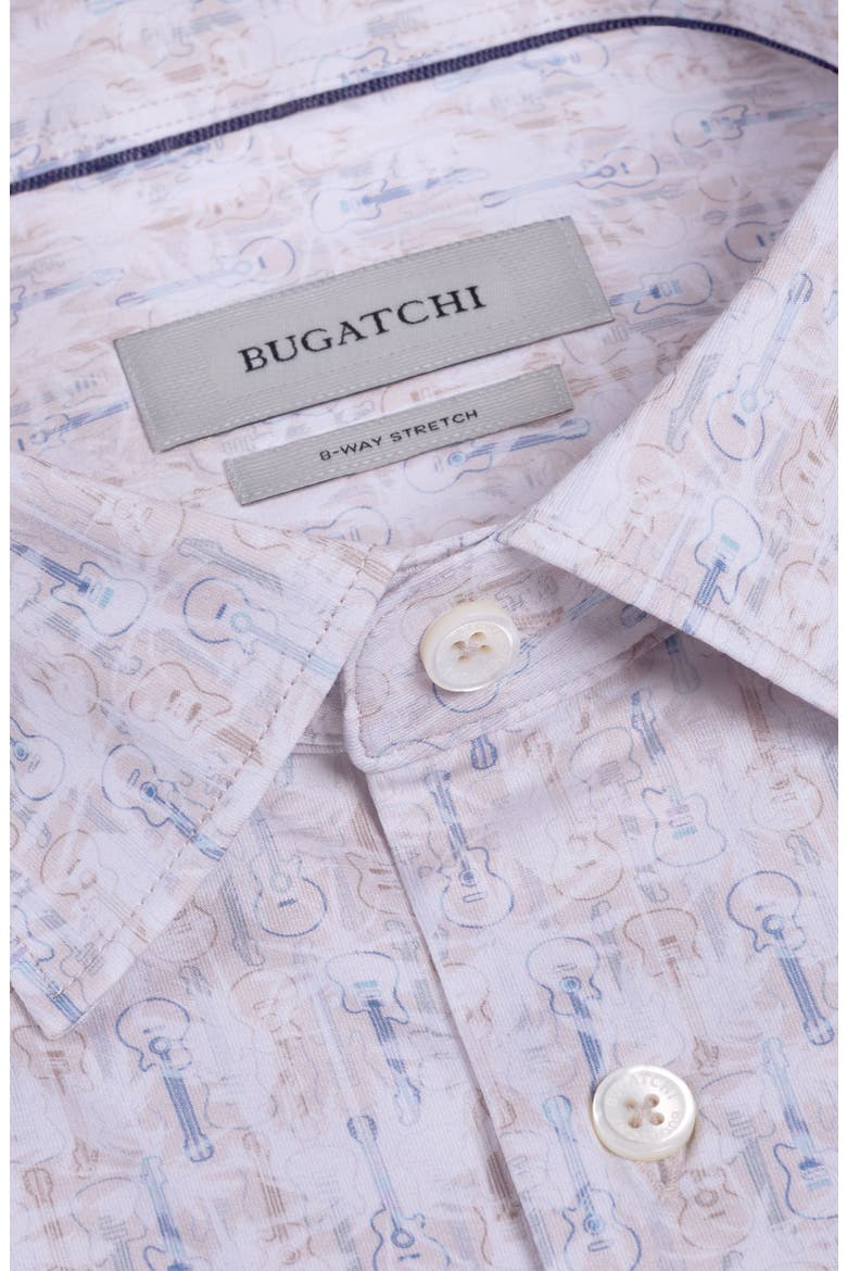 Miles OoohCotton® Sketched Guitar Print Short Sleeve Button-Up Shirt, Alternate, color, SAND