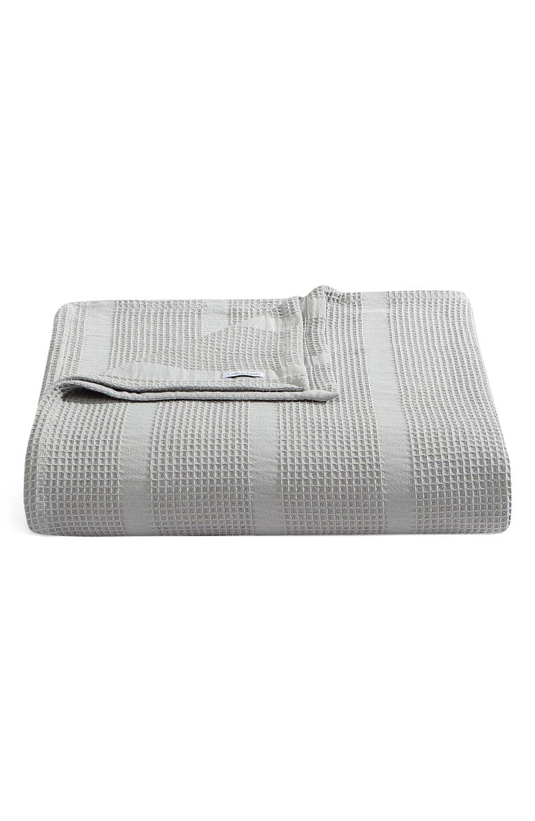 Calvin Klein Waffle Weave Stripe Cotton Blanket, Main, color, 