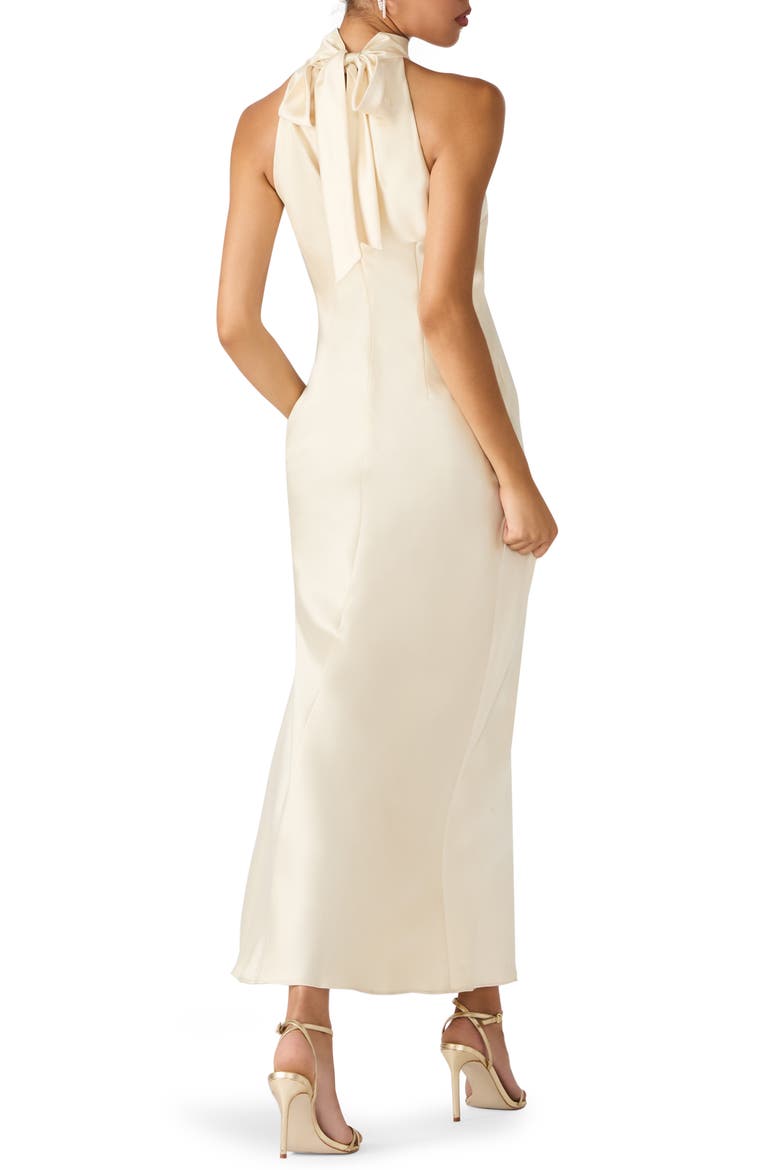 Lara Satin Bias Cut Maxi Dress, Alternate, color, CREAM