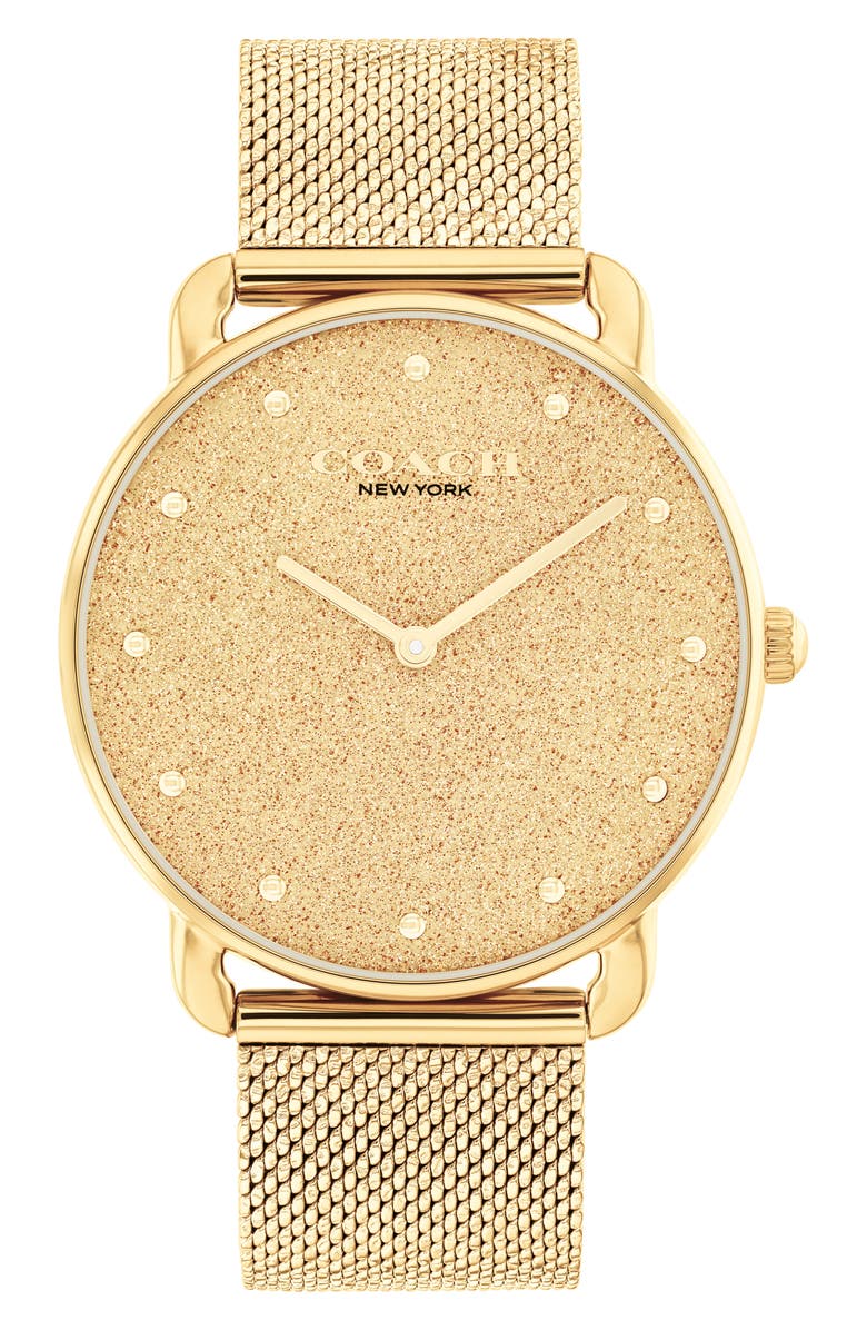 COACH Elliot Mesh Bracelet Watch, 36mm, Main, color, Gold