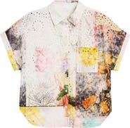 Desigual Floral Print Eyelet Button-Up Shirt