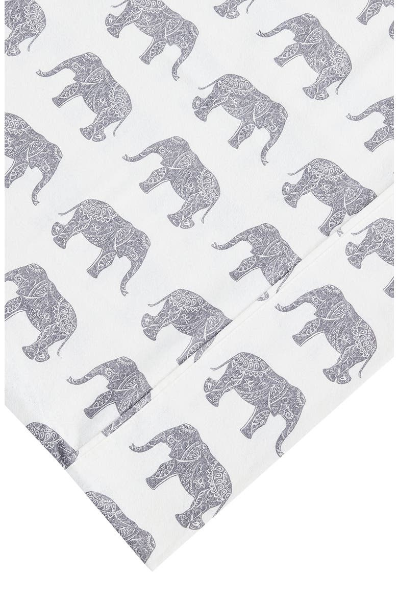 Elephant Flannel Sheet Set, Alternate, color, GREY