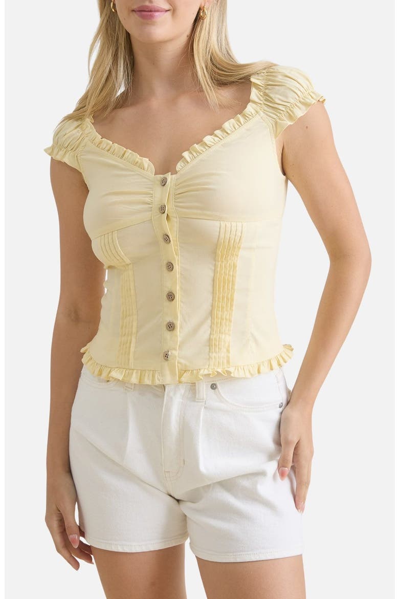 Cap Sleeve Button Top, Main, color, BUTTER YELLOW