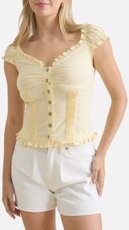 Blu Pepper Cap Sleeve Button Top