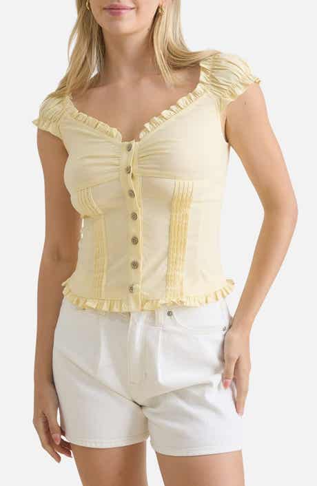 Blu Pepper Cap Sleeve Button Top