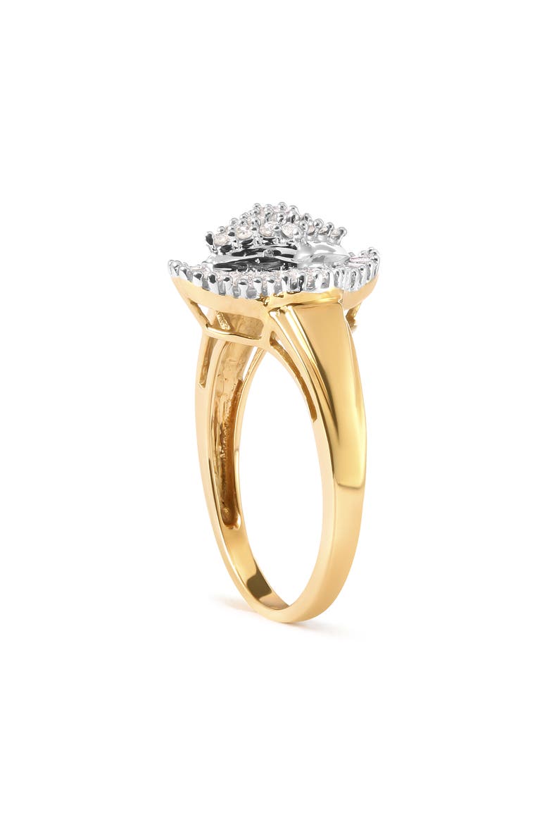 10K Yellow Gold 1/2 Cttw Diamond Rhombus Head and Halo Ring, Alternate, color, Yellow