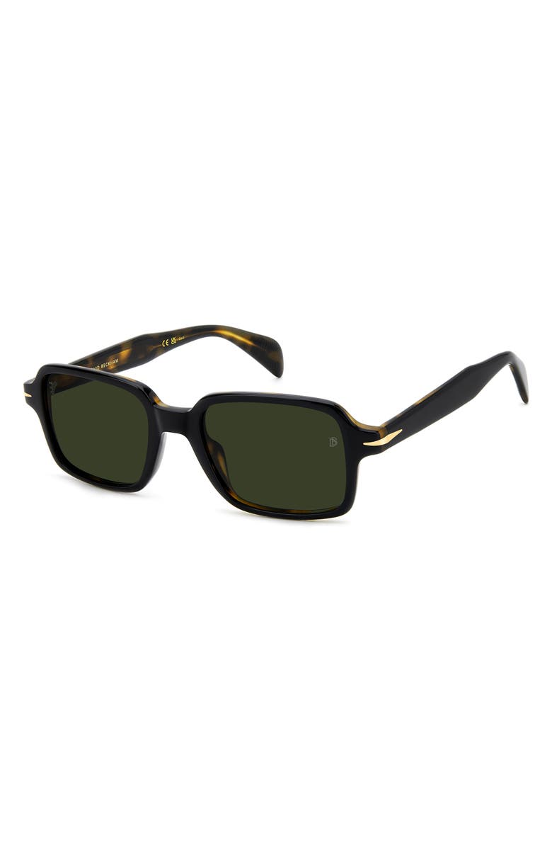 David Beckham Eyewear 51mm Rectangular Sunglasses, Alternate, color, Black Havana/ Green