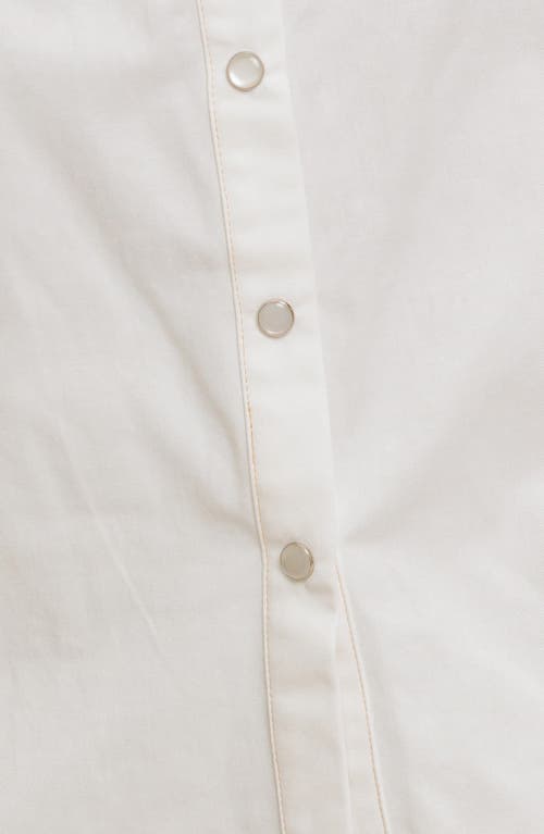 Flying Tomato Cotton Denim Button-up Shirt In White