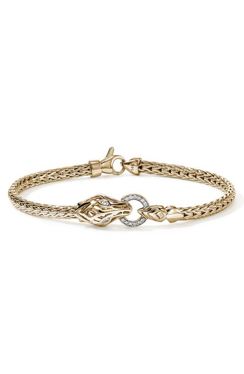 Naga Bracelet, 14K Gold, Diamonds