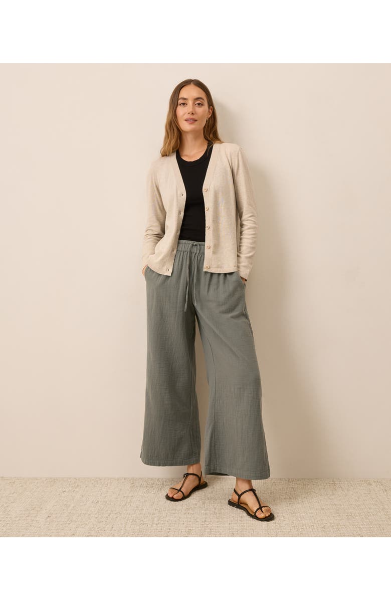 Pact Organic Classic Fine Knit V-Neck Cardigan, Alternate, color, Sandshell Heather