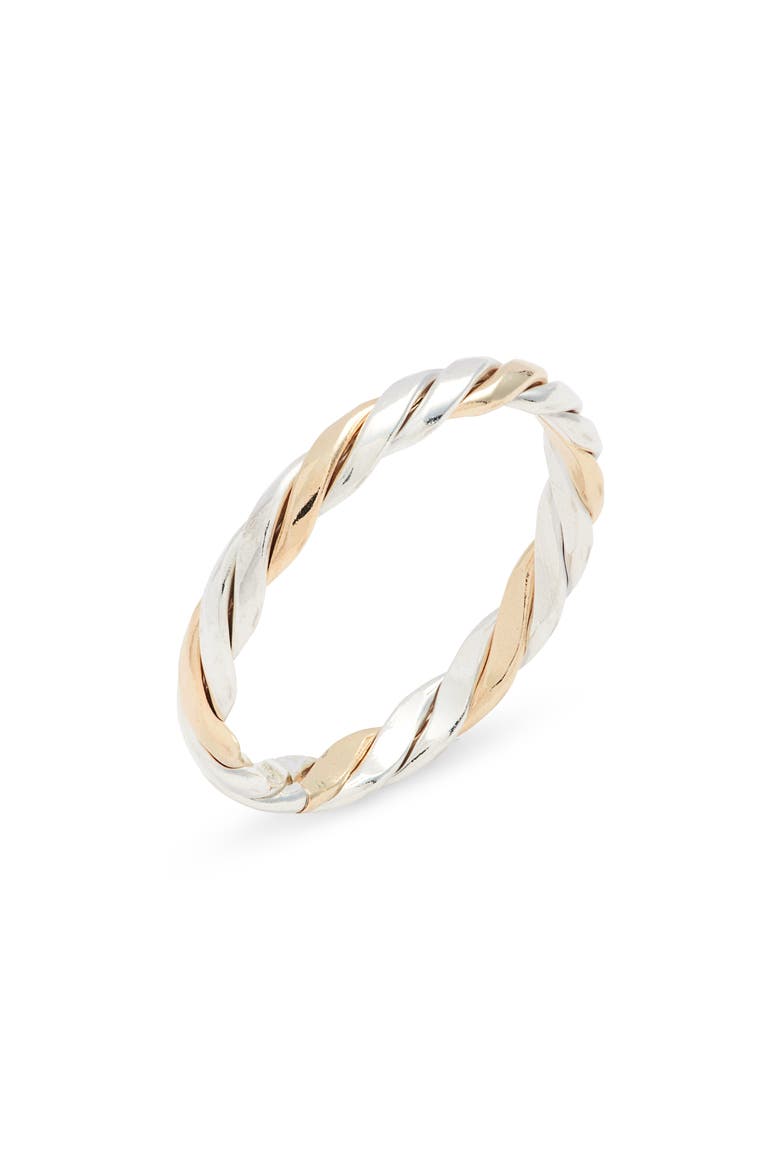 Mixed Metal Twist Band Ring, Main, color, GOLD FILL AND STERLING SILVER