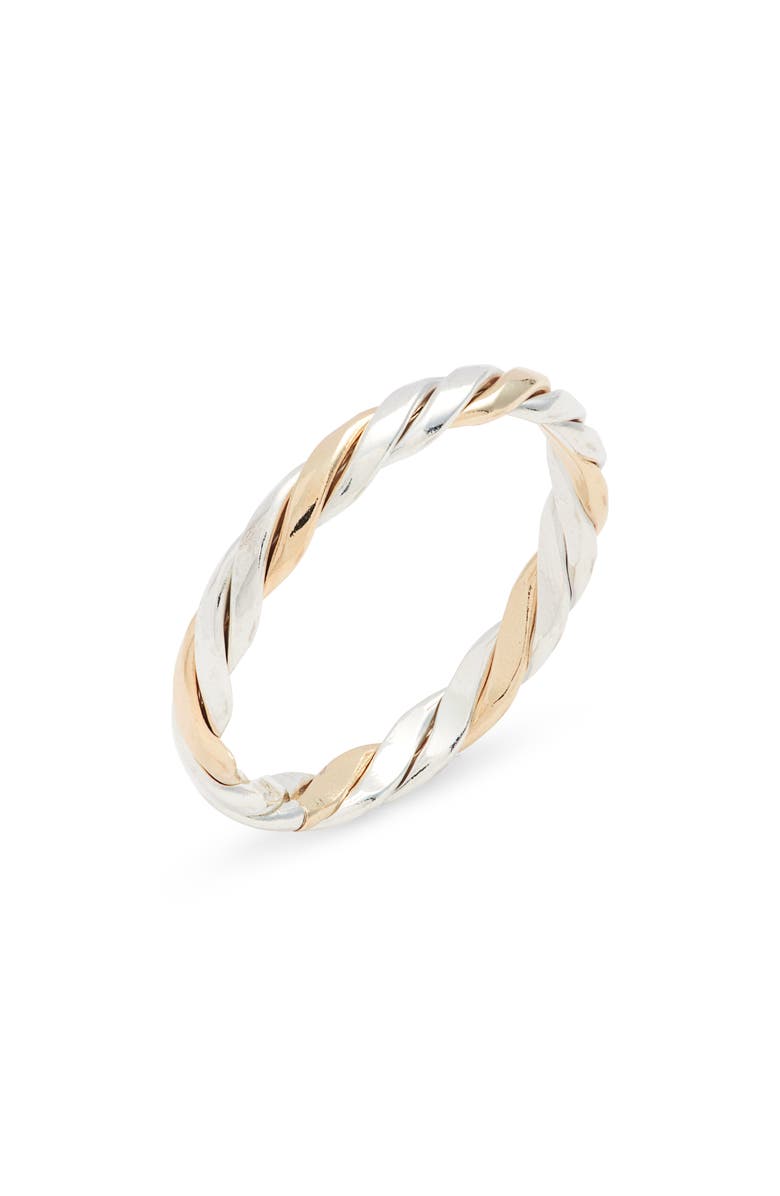 Nashelle Mixed Metal Twist Band Ring, Main, color, Gold Fill And Sterling Silver