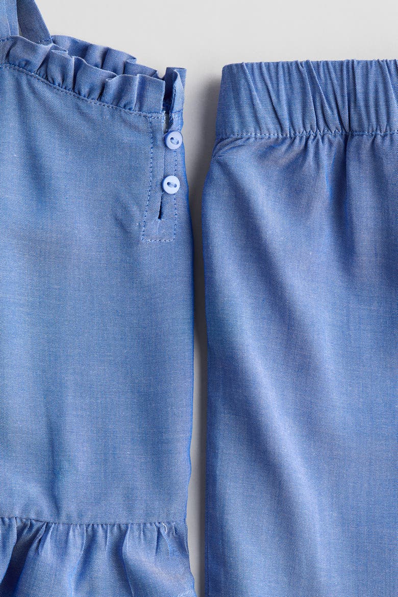 2-piece Frill-trimmed Seersucker Set, Alternate, color, Blue