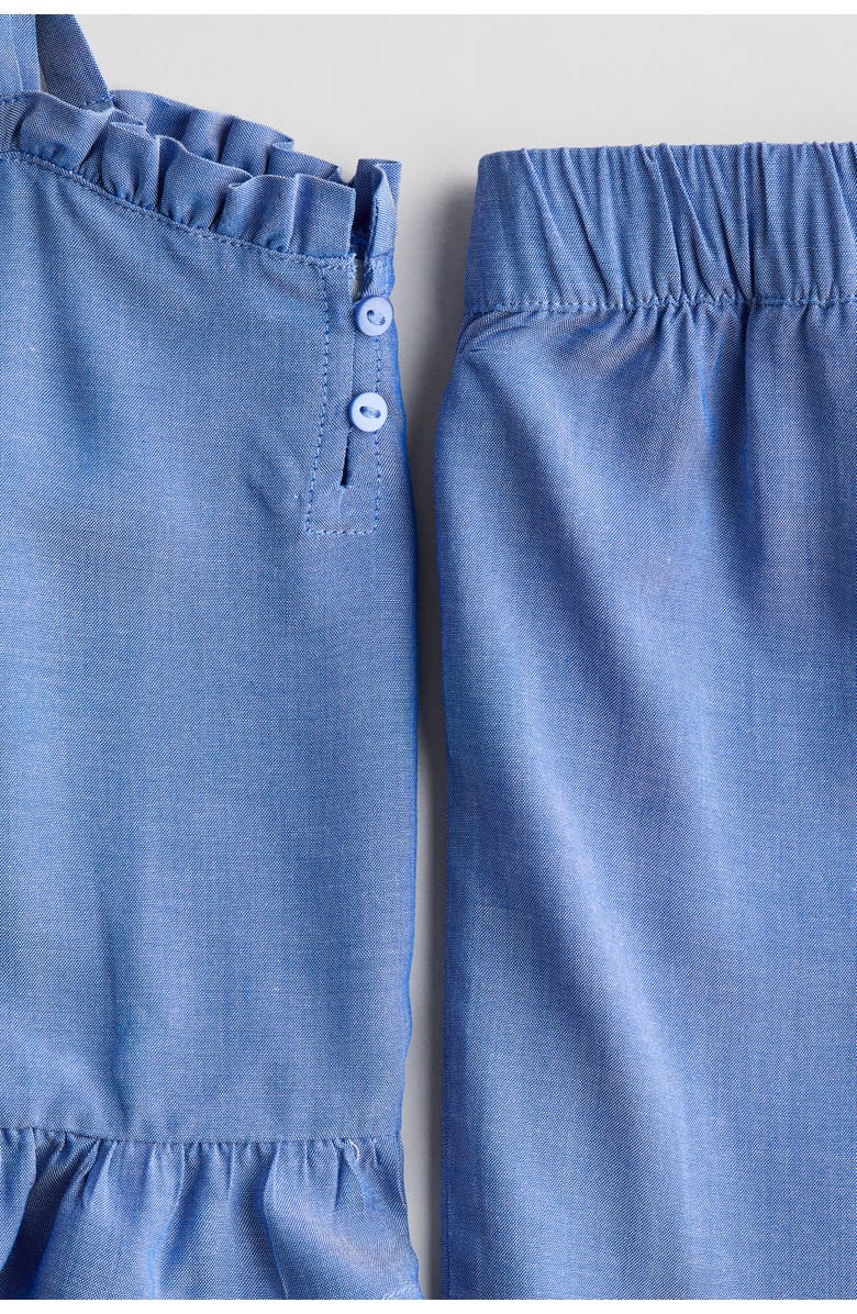 H&M 2-piece ruffle-trimmed seersucker set, Alternate, color, Blue