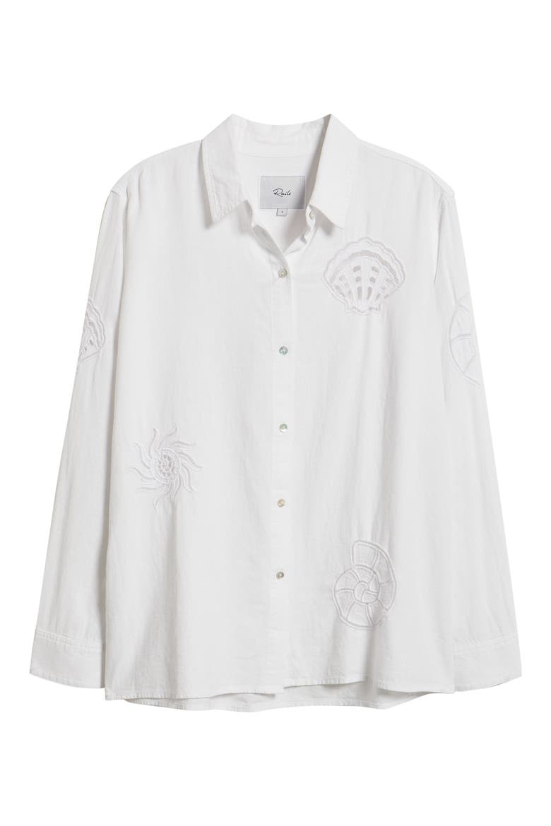 Charli Linen Blend Button-Up Shirt, Alternate, color, WHITE SEASHELLS