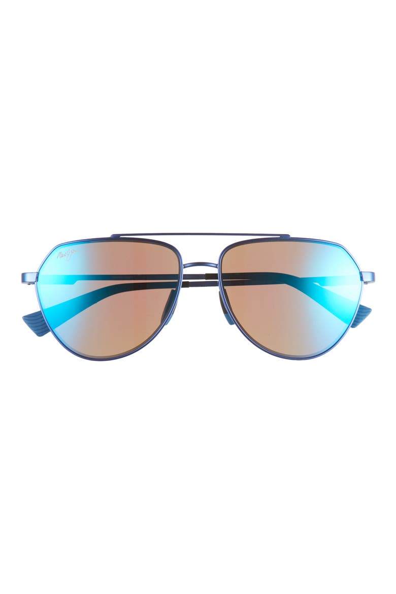 Waiwai 59mm PolarizedPlus2® Aviator Sunglasses, Main, color, MATTE BLUE