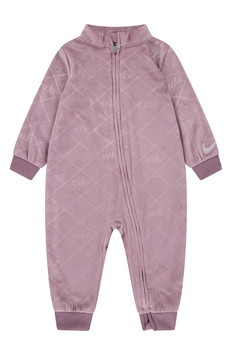 Nike Kids' Cozy AOP Monogram Coveralls, Main, color, Plum Dust