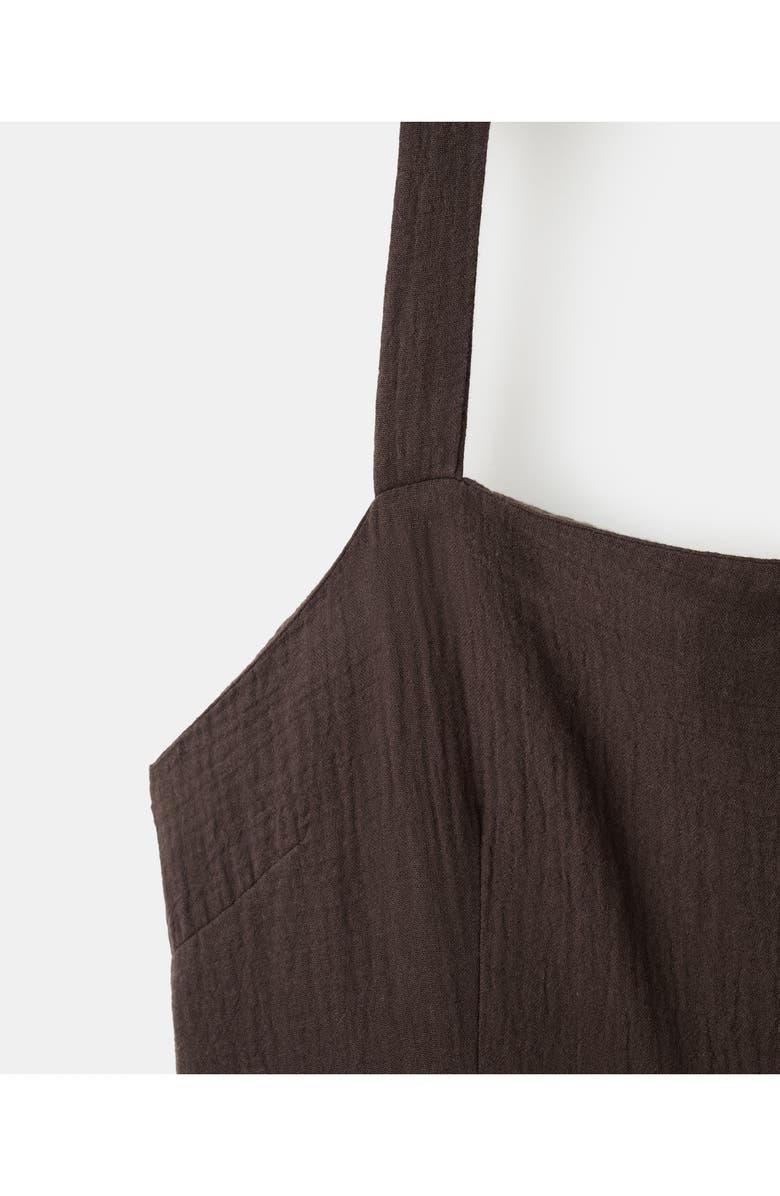 MANGO Double Gazue Halter Maxi Dress, Alternate, color, Chocolate