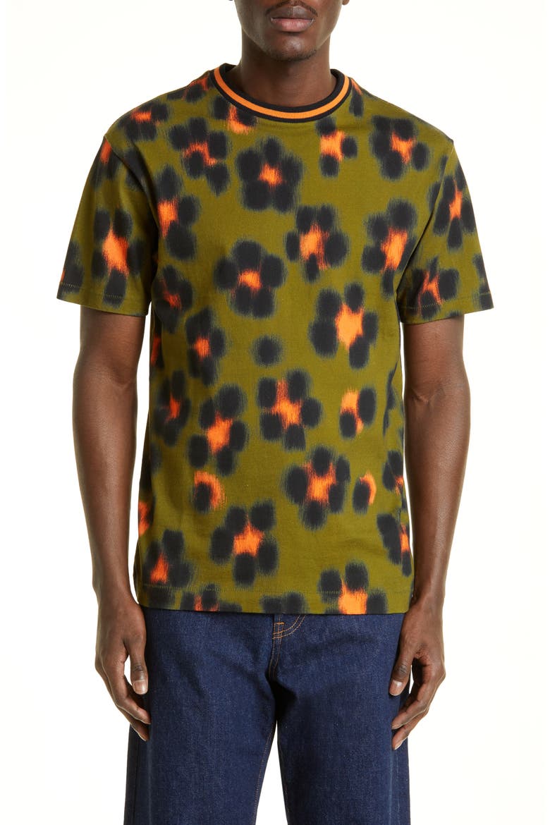 Hana Leopard Print Short Sleeve T-Shirt, Main, color, KHAKI