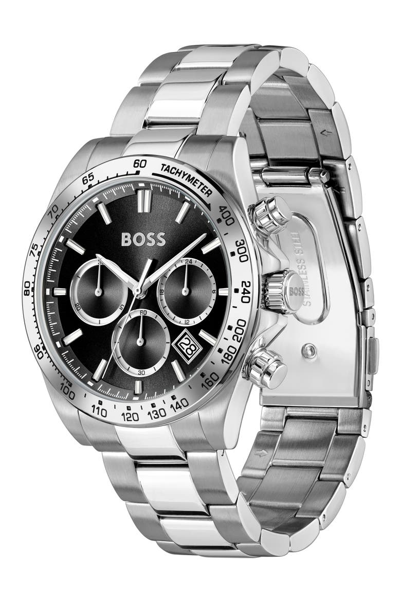 Hero 2.0 Chronograph Bracelet Watch, 43mm, Alternate, color, BLACK