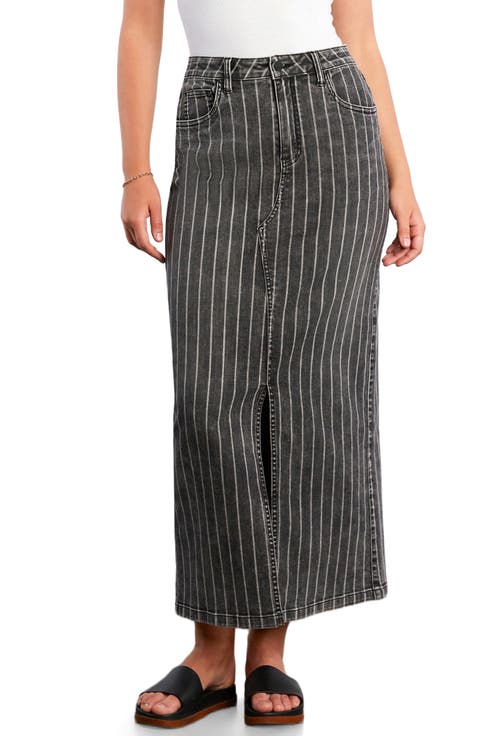 Julia Stripe Denim Maxi Skirt