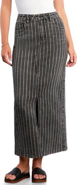 Wash Lab Denim Julia Stripe Denim Maxi Skirt