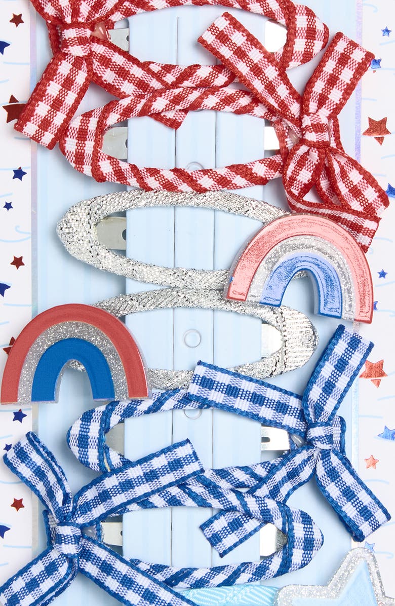 Capelli New York Kids' 8-Pack Assorted Mini Hair Clips, Alternate, color, Americana