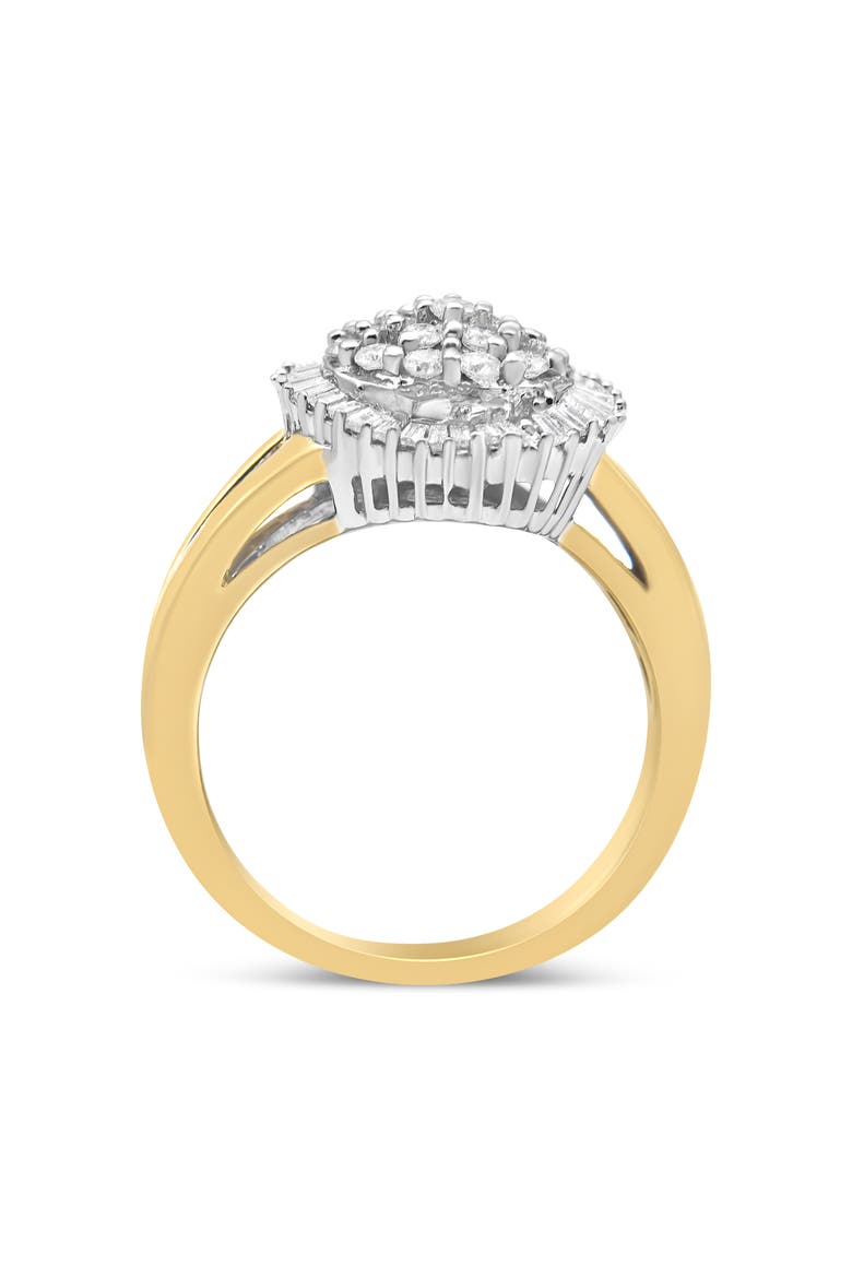 14K Yellow and White Gold 1 Cttw Diamond Ballerina Cocktail Ring, Alternate, color, Yellow