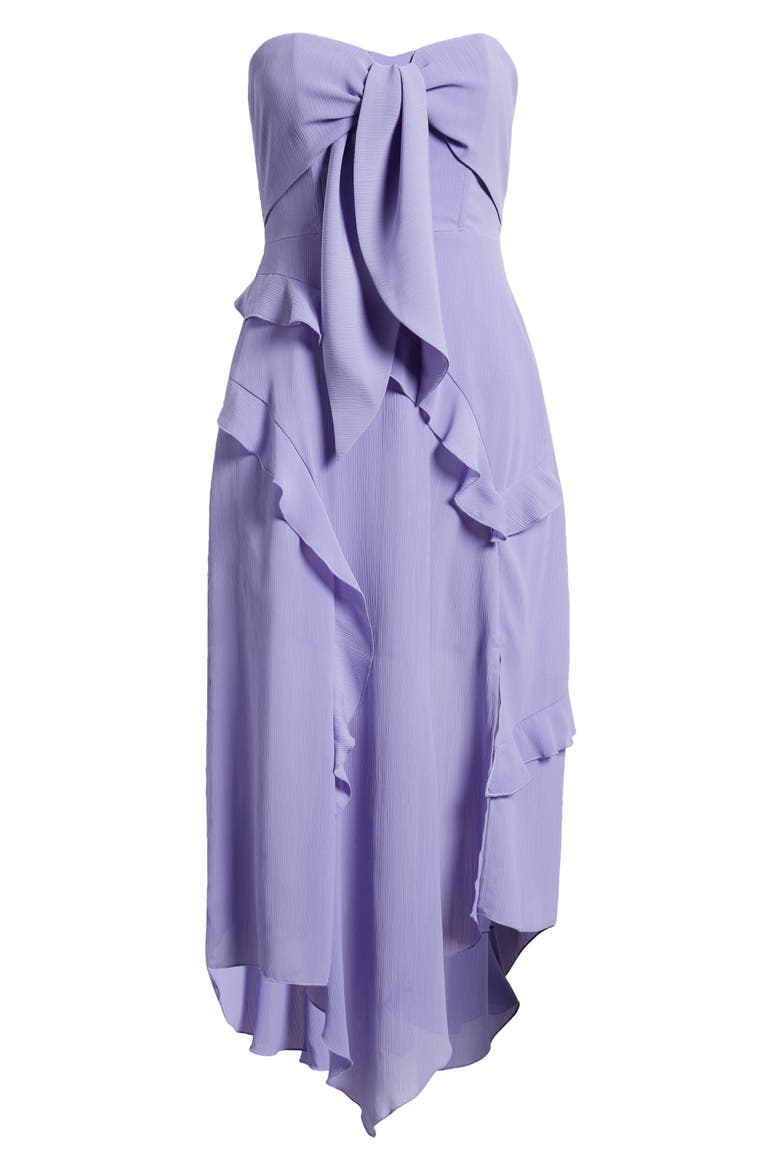 Ruffle Strapless Georgette Dress, Alternate, color, LILAC