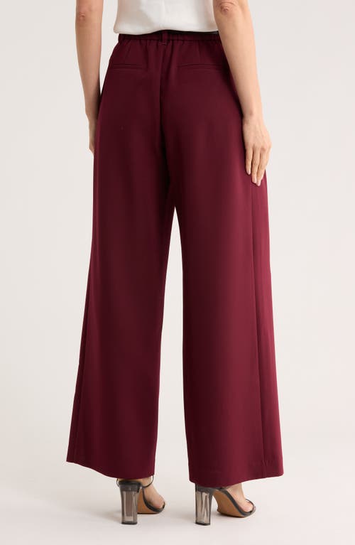 Gemma + Jane Double Pleat Wide Leg Pants In Burgundy
