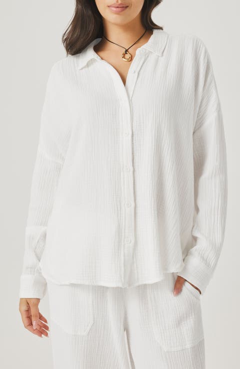 Ava Cotton Gauze Button-Up Shirt