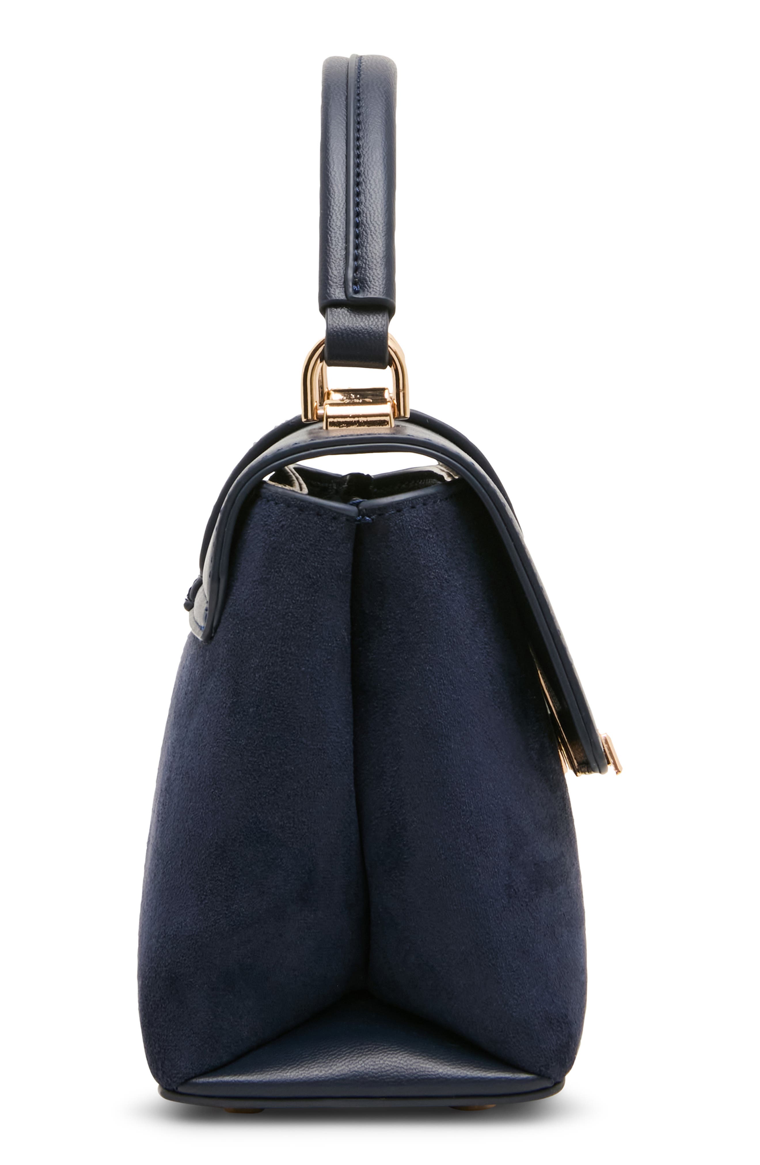 Small Top Handle Faux Leather Bag, Alternate, color, DISTANT MOUNTAIN