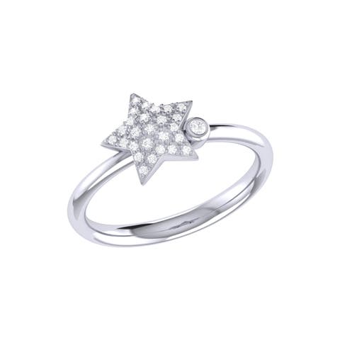 Dazzling Star Bezel Sterling Silver Diamond Ring