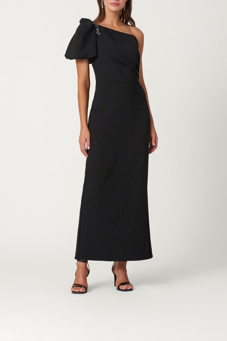 Midnight Embellished Crepe Perla Dress, Main, color, Jet