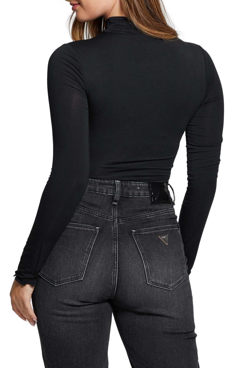 GUESS Brienna Cutout Mock Neck Top, Alternate, color, 