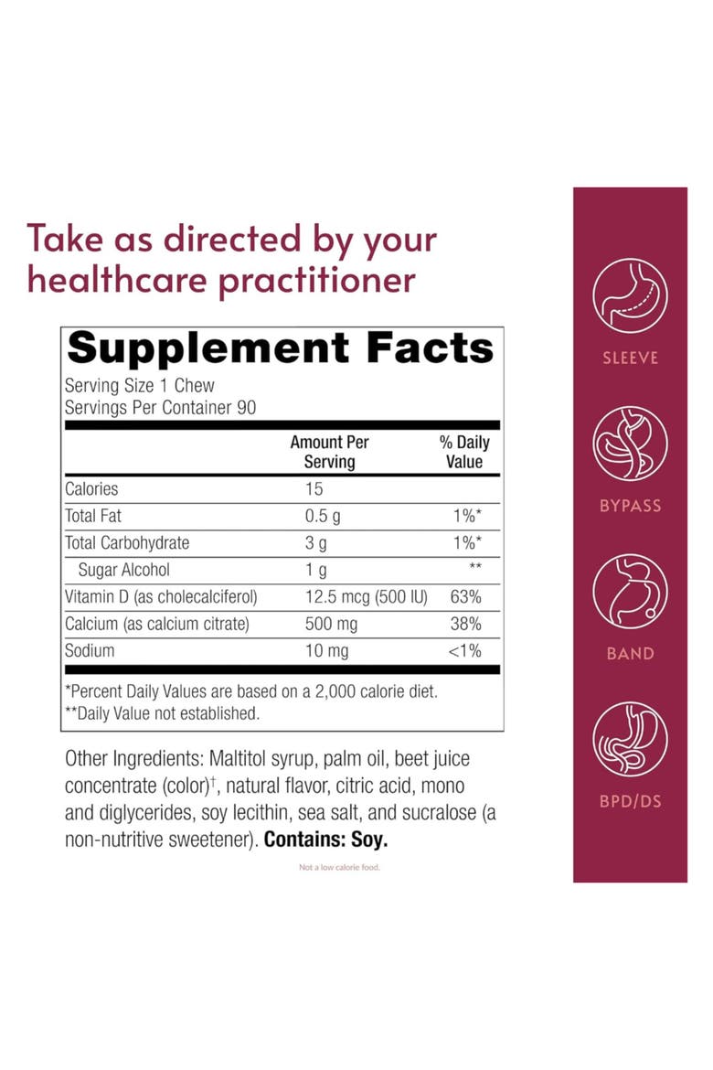 Calcium Citrate Chewy Bites Highly Absorbable Vitamin D3 Supplement 90 Count, Alternate, color, None