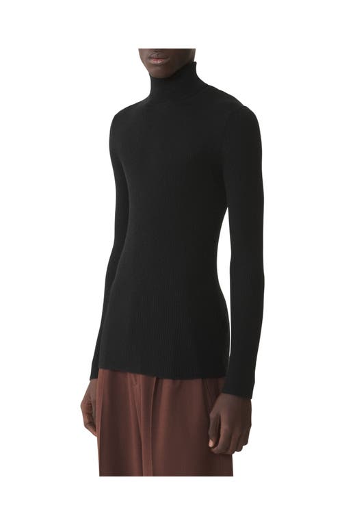 Lanvin Turtleneck Sweater In Merino Wool And Silk In Black