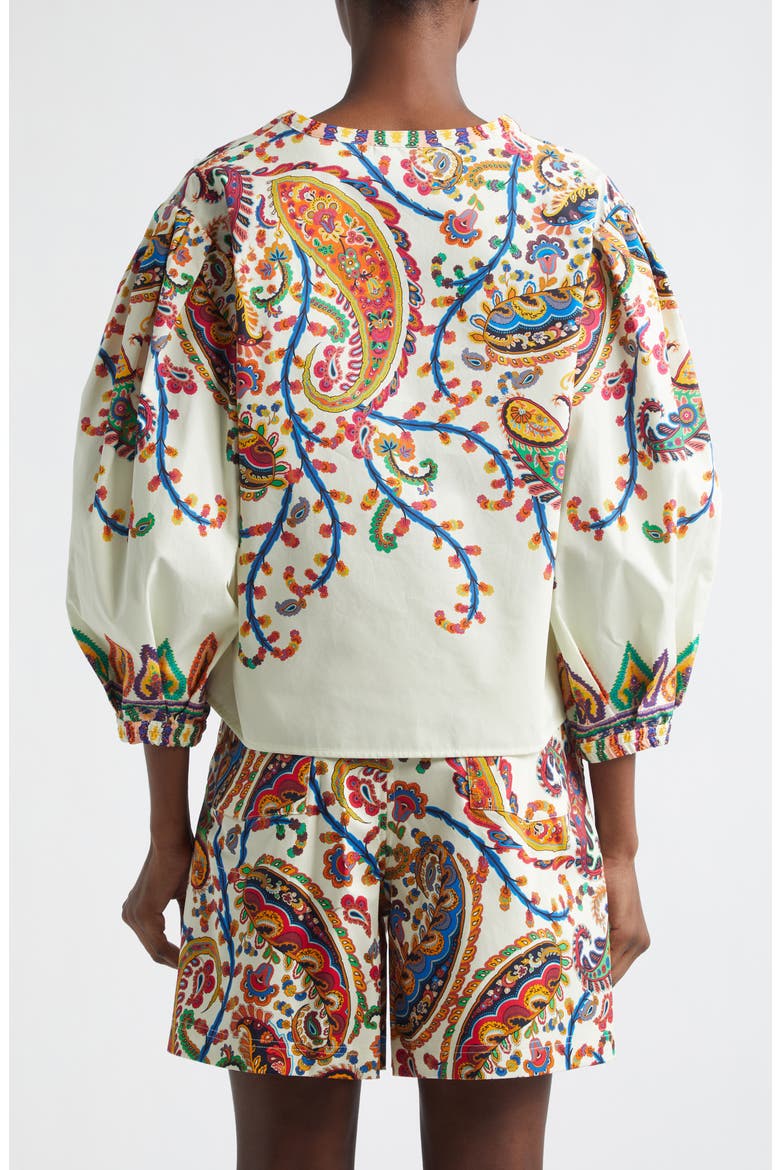 Watercolor Paisley Cotton Top, Alternate, color, PRINT ON WHITE BASE