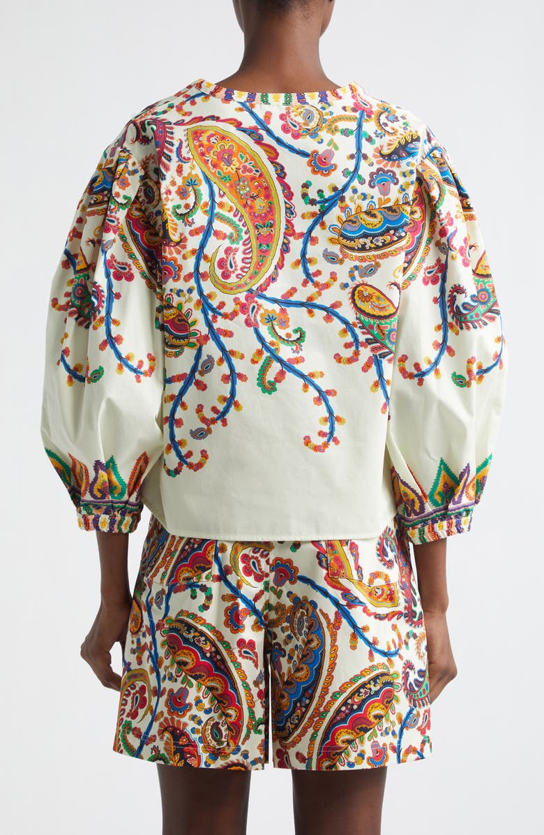 Etro Watercolor Paisley Cotton Top, Alternate, color, Print On White Base