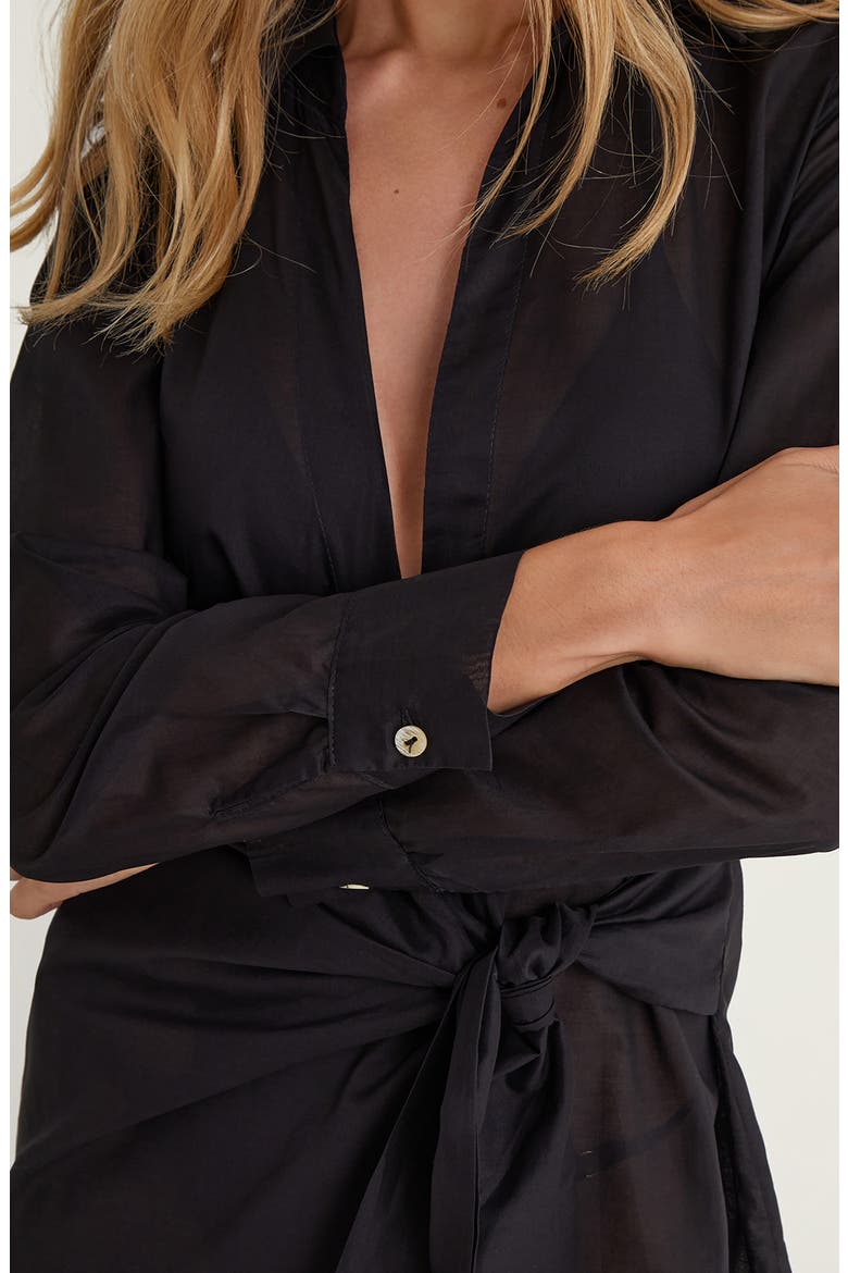 Lia Cotton Cover-Up Wrap Dress, Alternate, color, BLACK