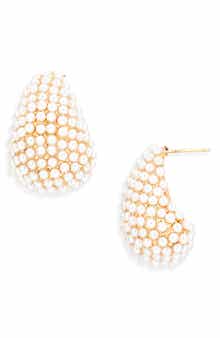 Tasha Faux Pearl Bean Stud Earrings