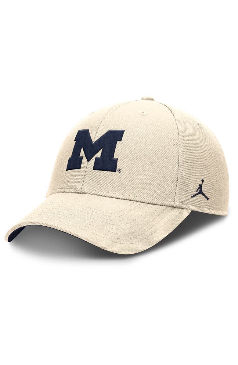 Jordan Brand Men's Jordan Brand Natural Michigan Wolverines Rise Primetime Performance Trucker Adjustable Hat, Main, color, Natural