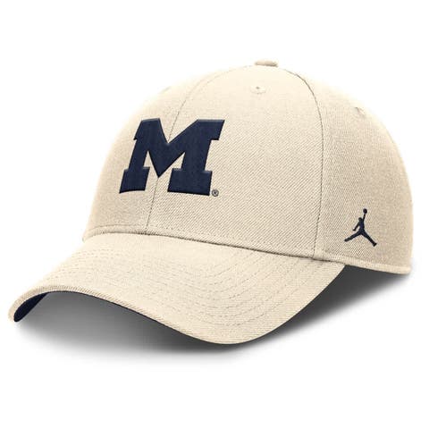 Men's Jordan Brand Natural Michigan Wolverines Rise Primetime Performance Trucker Adjustable Hat
