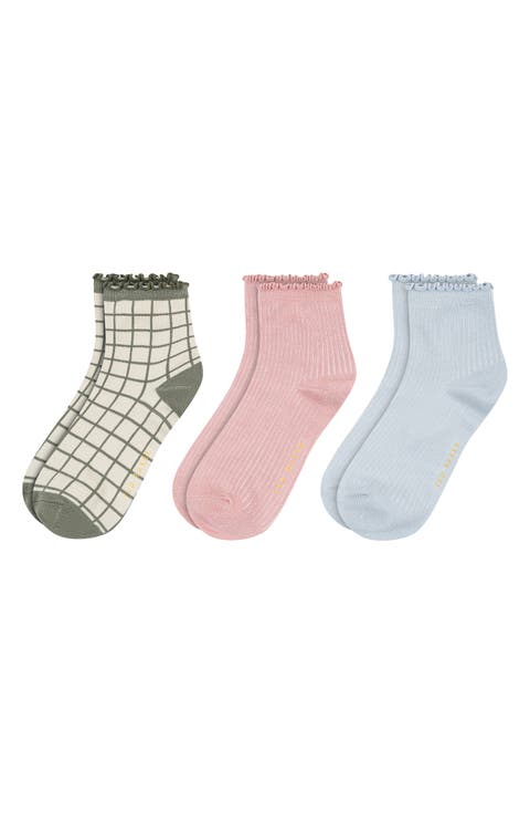Assorted 3-Pack Ruffle Trim Crew Socks