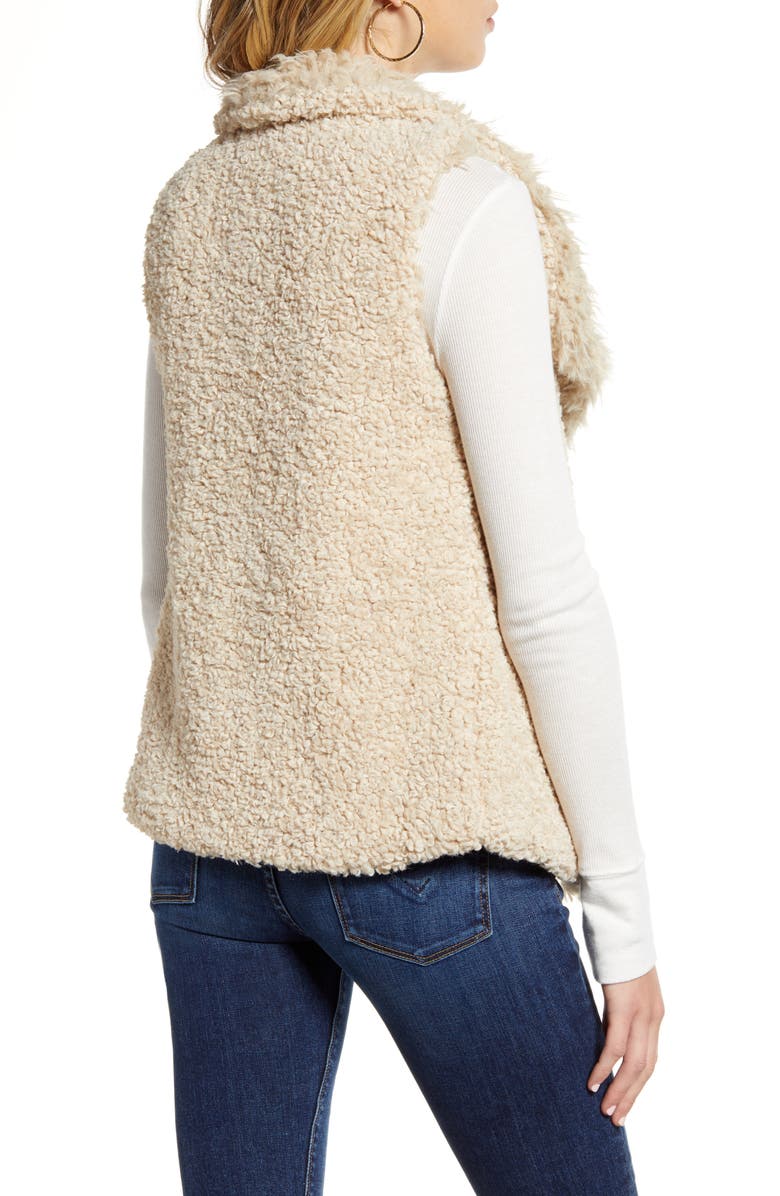 Woven Heart Reversible Faux Fur & Faux Shearling Vest, Alternate, color,