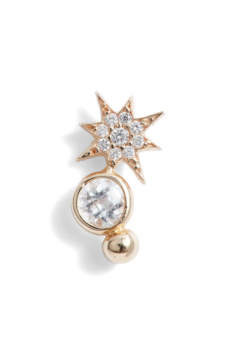 North Star Single Diamond Drop Earring, Main, color, WHITE GOLD
