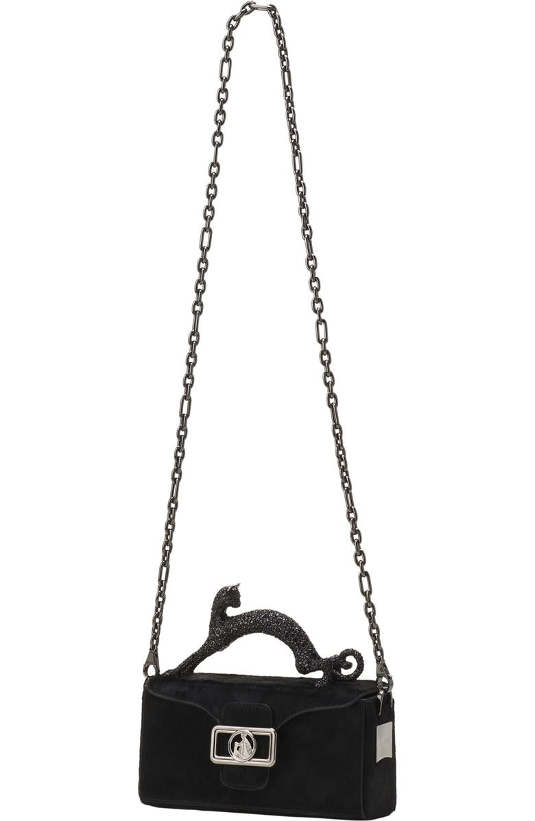 Lanvin Pencil Cat Nano Leather Bag With Pony Effect And Rhinestones, Alternate, color, Black